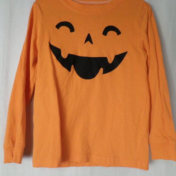 Carters Long Sleeve Orange Tee Pumpkin Tee With Pumpkin Face Sz 5T - Picture 2 of 9